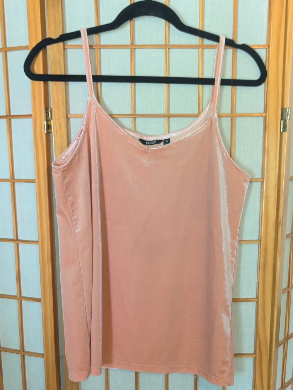 Velvet Spaghetti Strap Tank Top - Blush Pink